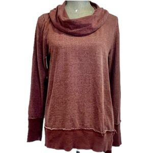 Brand Burgundy Distressed Cowl Neck Pullover Long Sleeve Sweatshirt Medium NWT